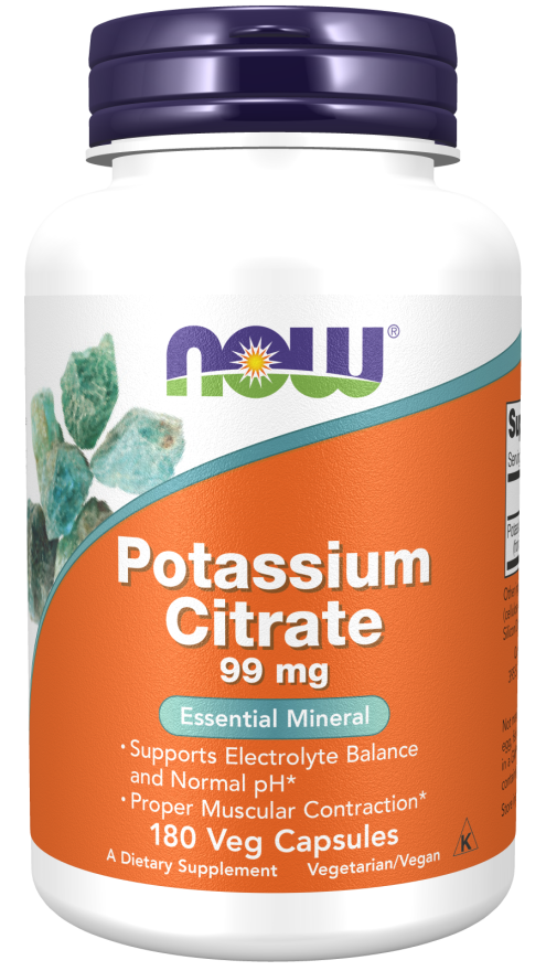 NOW Potassium Citrate 99mg -180 Veg Capsules